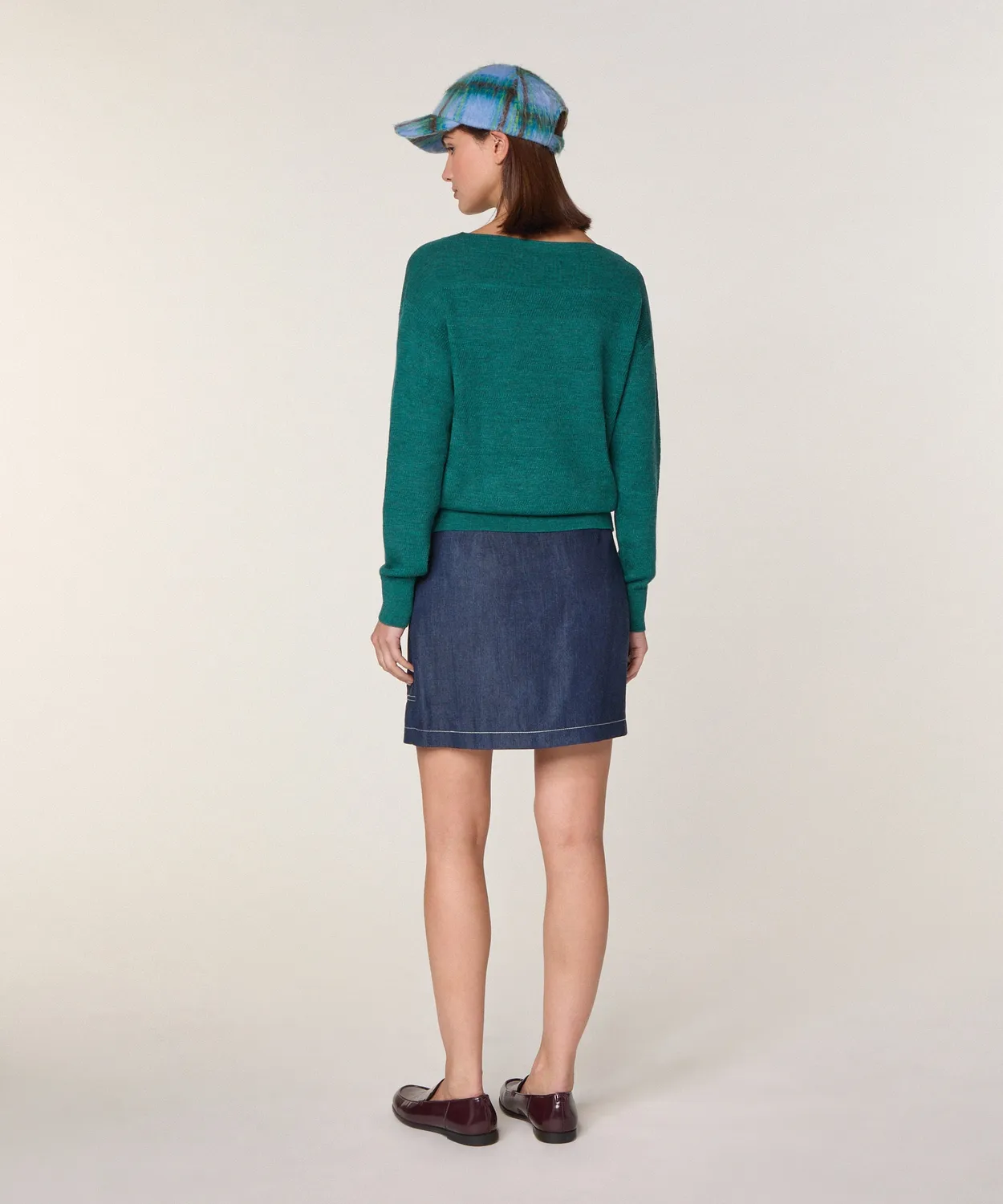 Rodier Maglione barchetta merino verde grigio