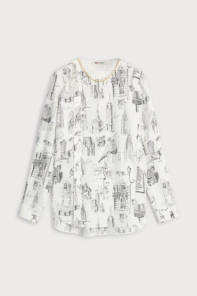 Ports 1961 Bauhaus Print Blouse blusa bianco e nero
