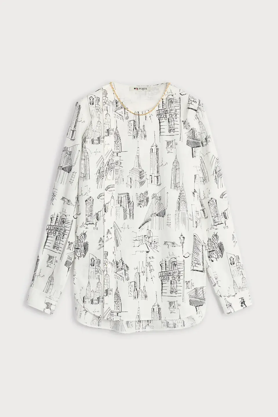Ports 1961 Bauhaus Print Blouse blusa bianco e nero