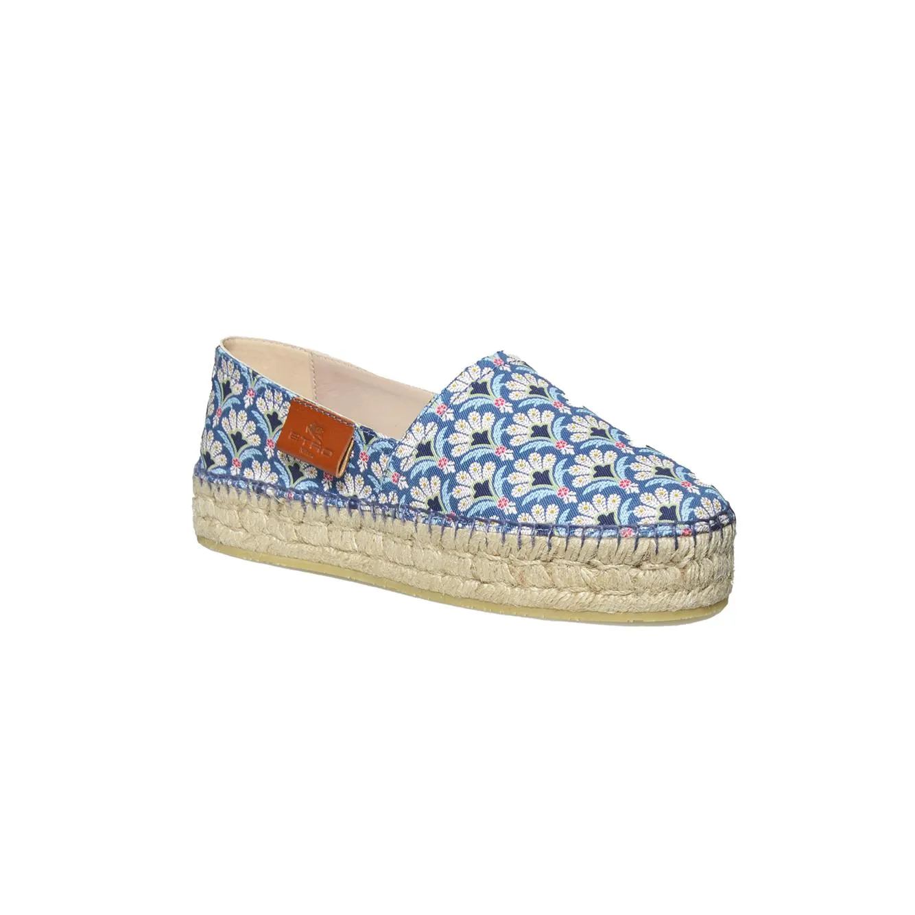 Etro espadrillas gabardine fiori azzurro blu cotone