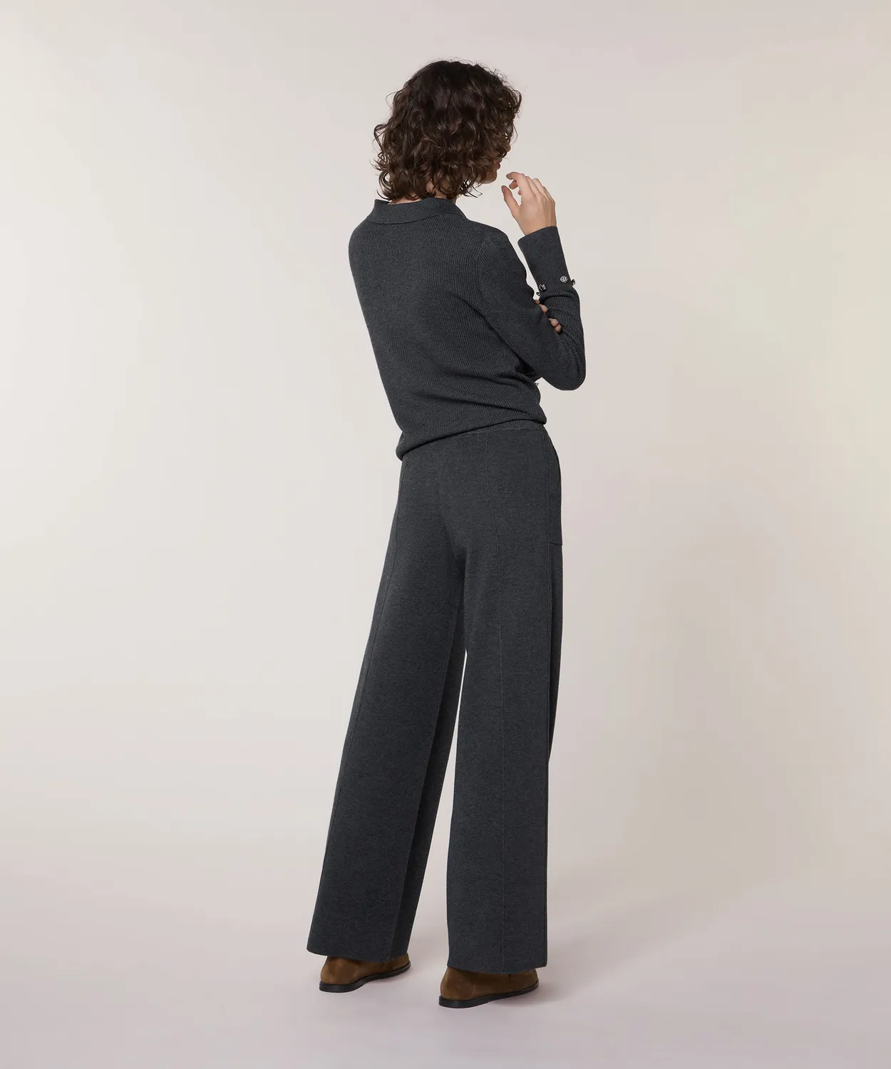 Rodier pantaloni maglia palazzo grigio scuro