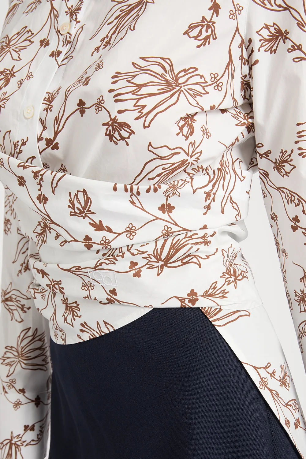 PORTS 1961 PW126HLS13 camicia fiori bianca nodo 38