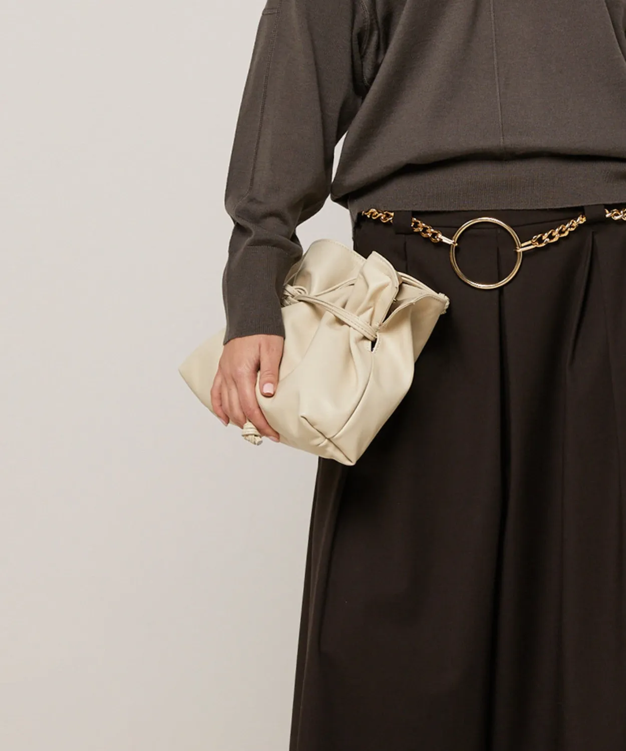 Rodier borsa Charly secchiello pelle bianco ecru