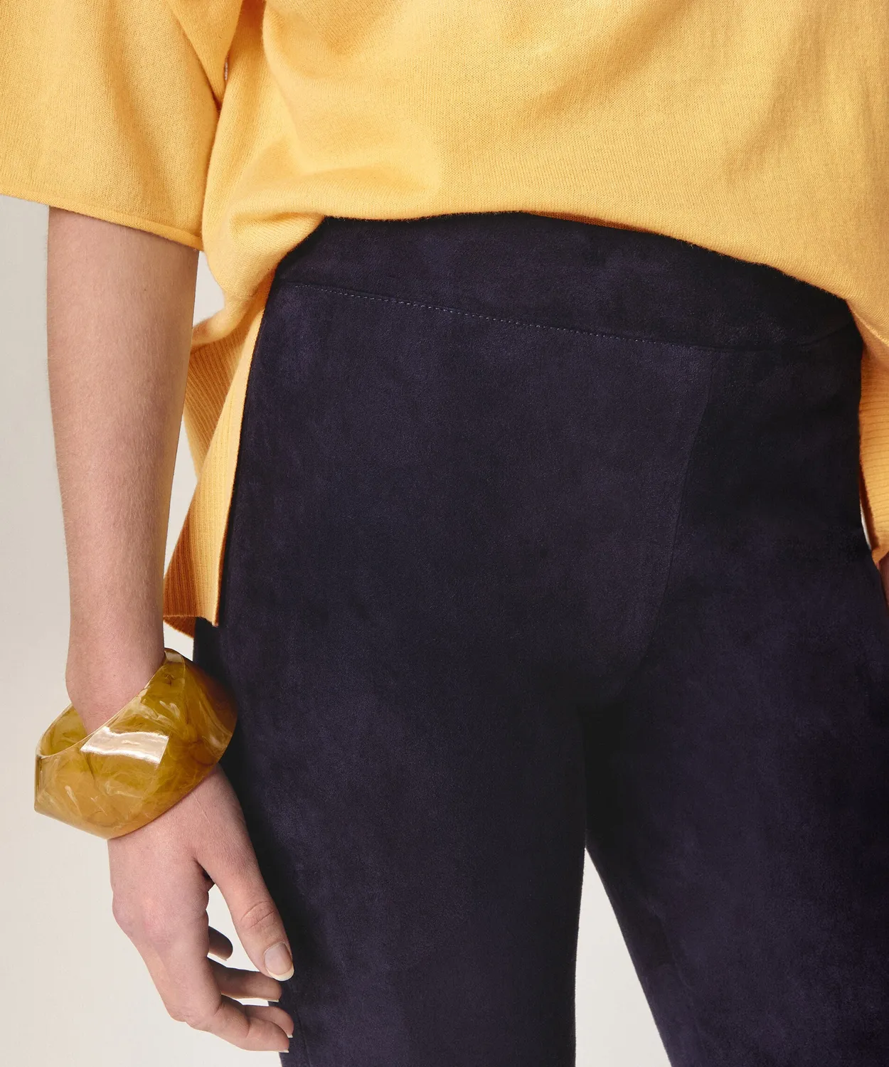 Rodier leggings agnello scamosciato blu navy