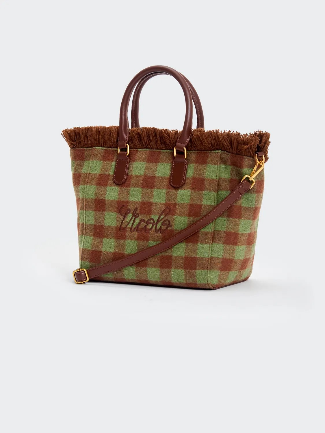 Vicolo Borsa Bristol marrone menta quadri