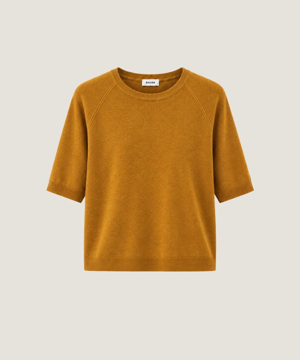 Rodier girocollo 3/4 maglione lana merino senape