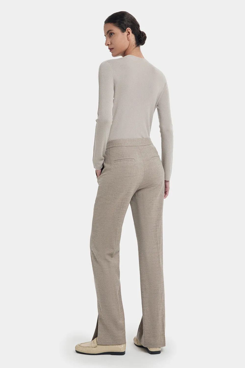 PORTS Classic pantaloni lana grigio spacchi