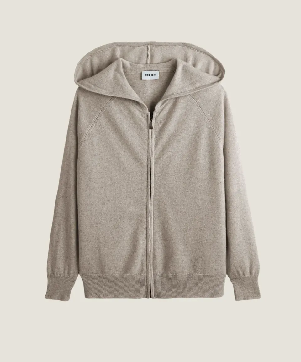 Rodier Giacca cappuccio cashmere moka