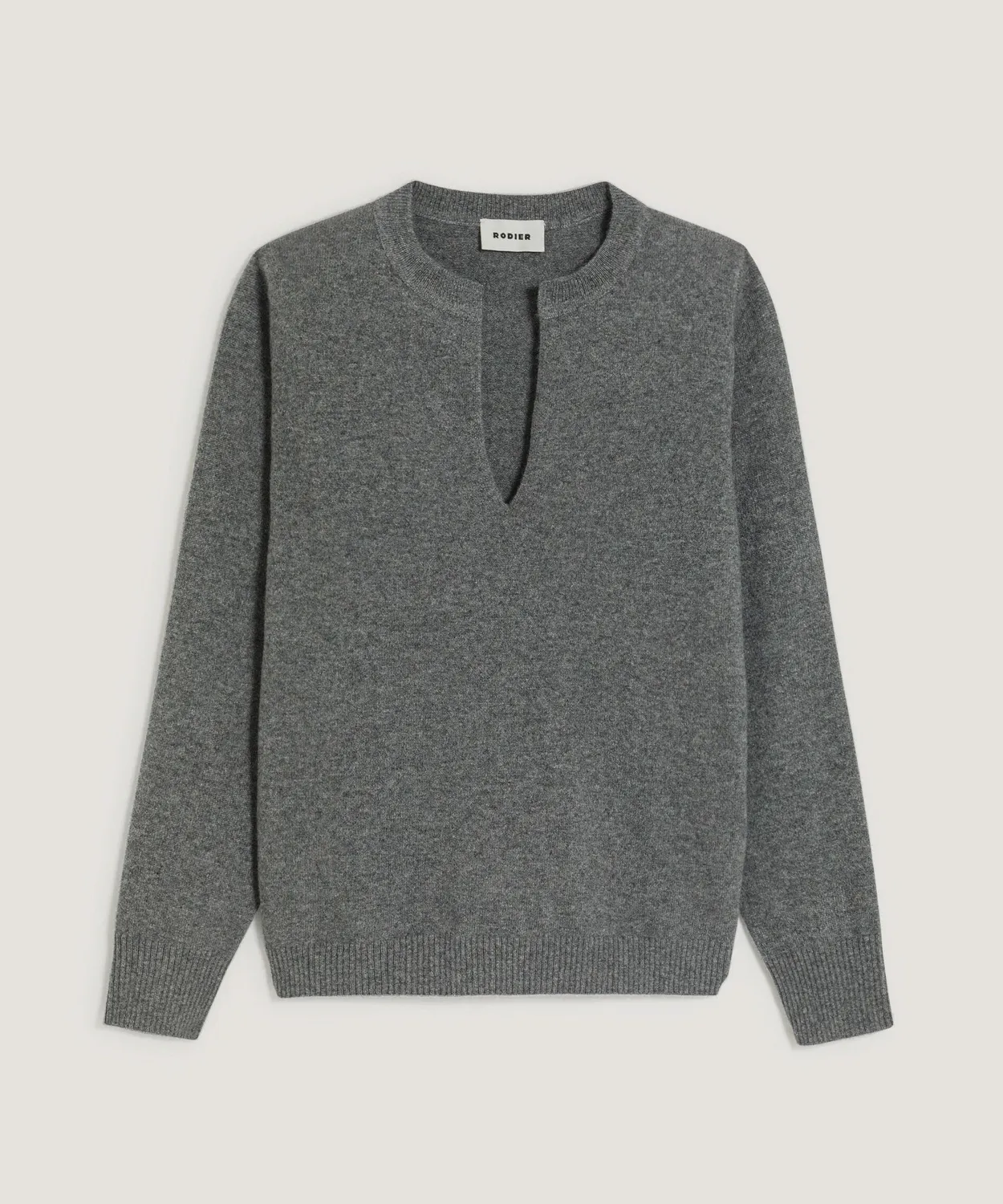 Rodier maglia cashmere collo tunisino grigio