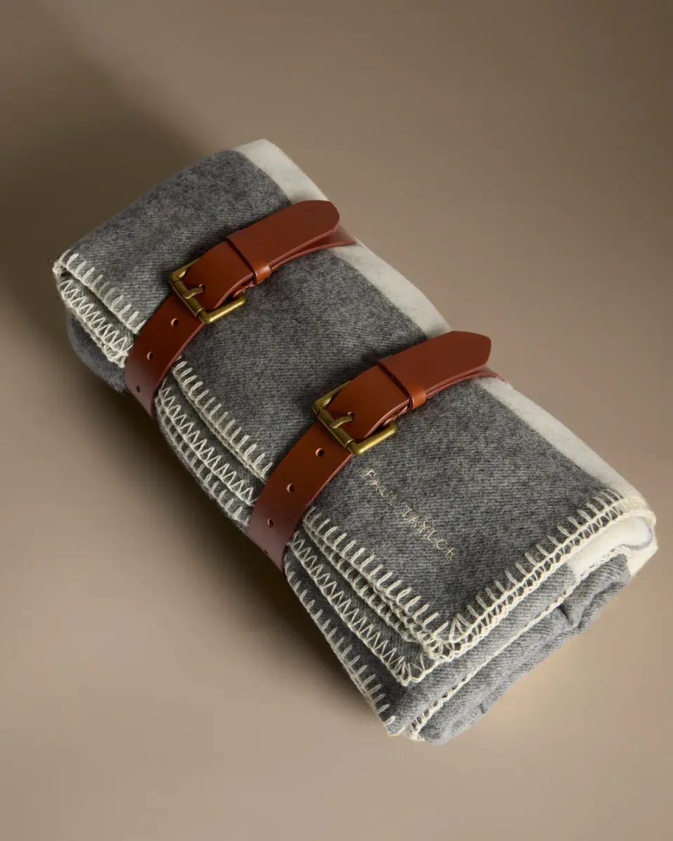 Paul Taylor plaid righe coperta grigia 170x136 cm