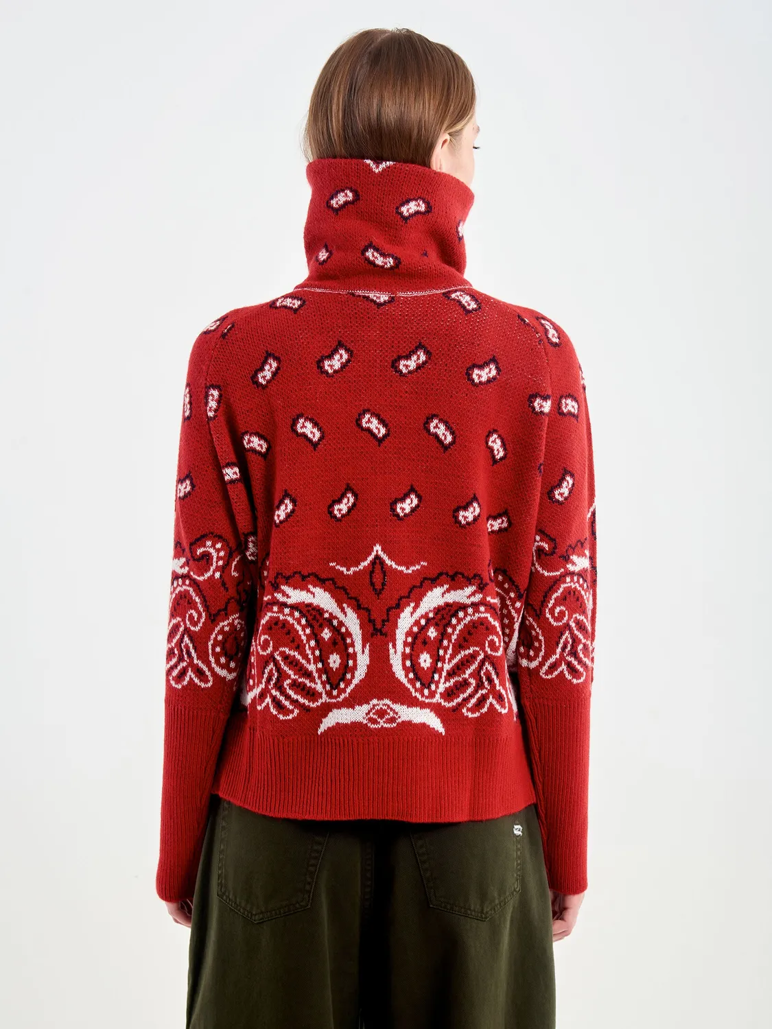 Vicolo Felpa in Fantasia Bandana maglia rossa collo alto