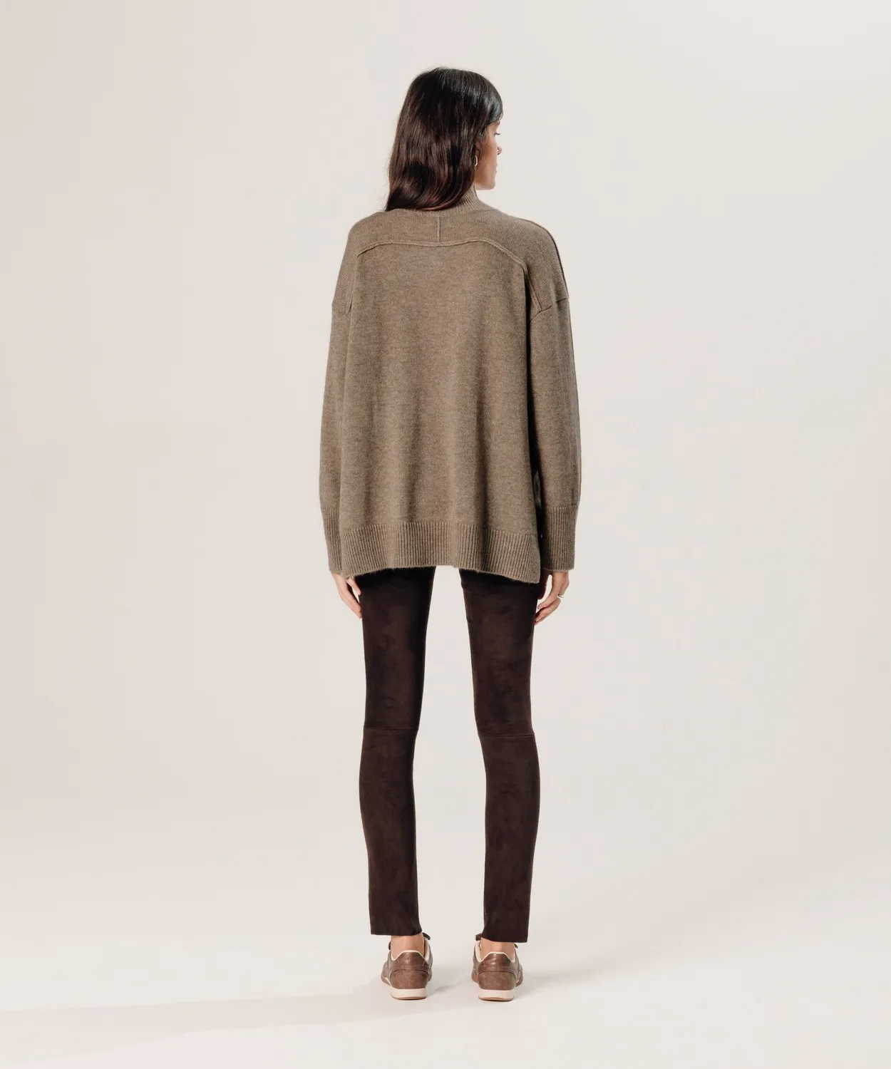 Rodier maglione cashmere collo alto beige oversize donna