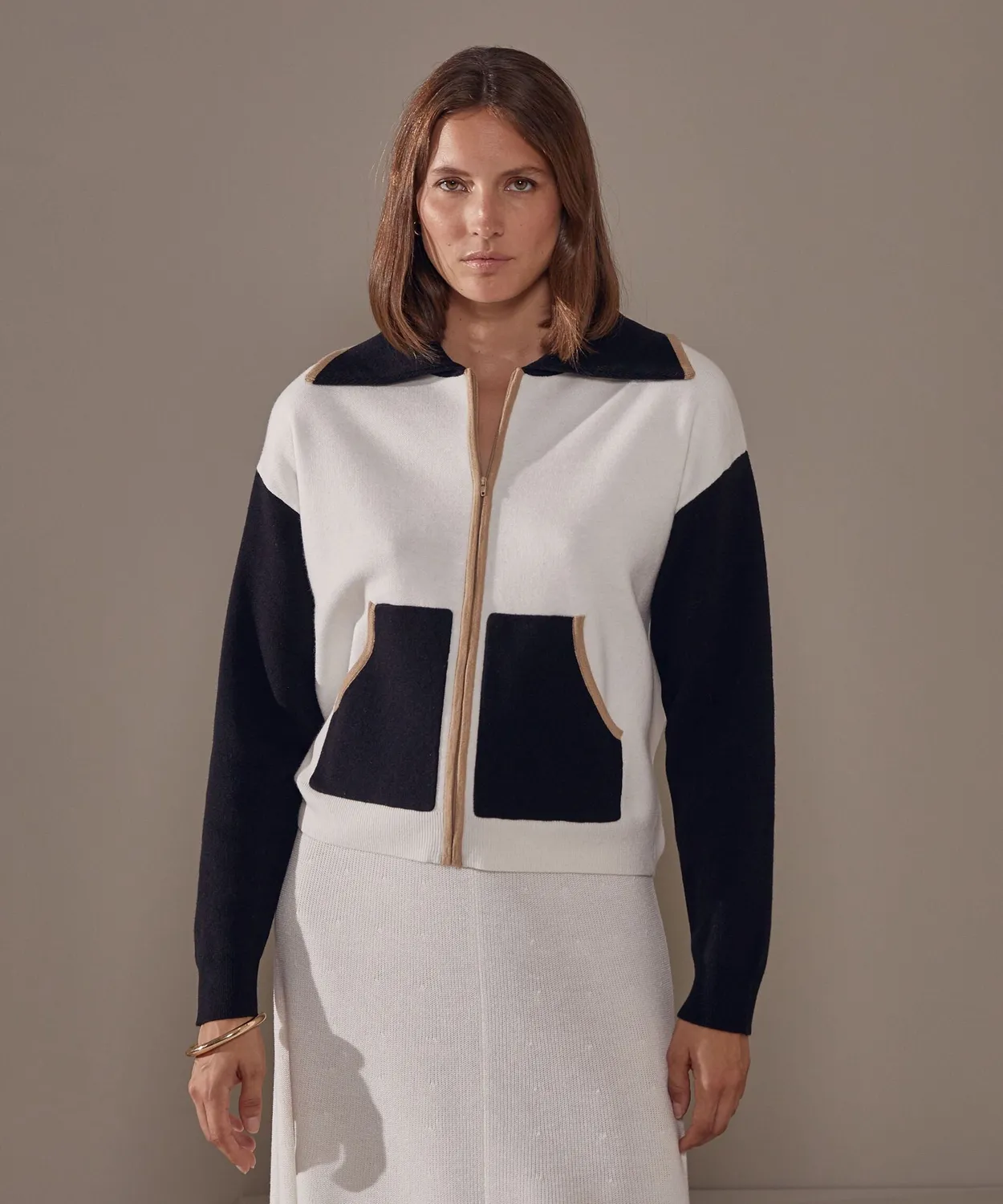 Rodier giacca zip maglia Milano bianca