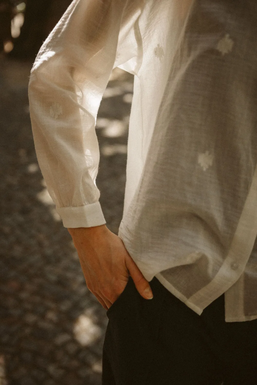 Jyoti Hawali Jamdani camicia donna cotone velato