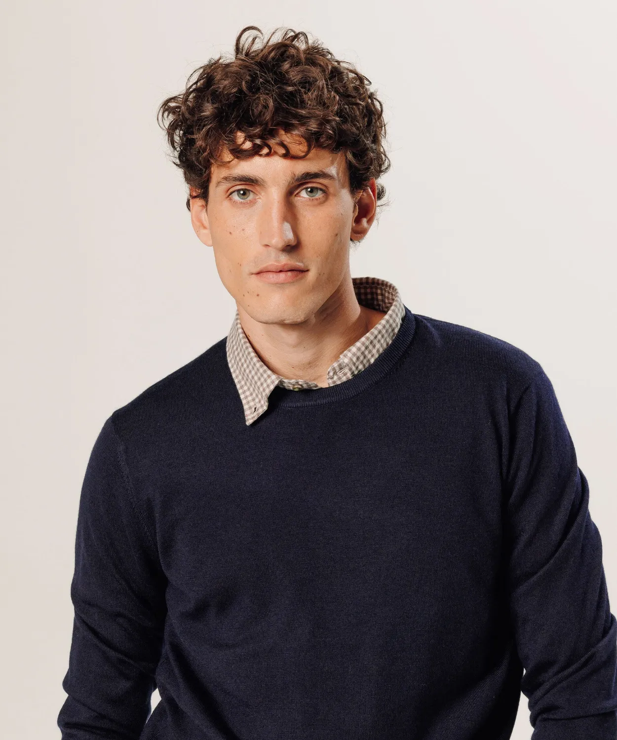 Rodier maglione girocollo uomo lana merino blu notte