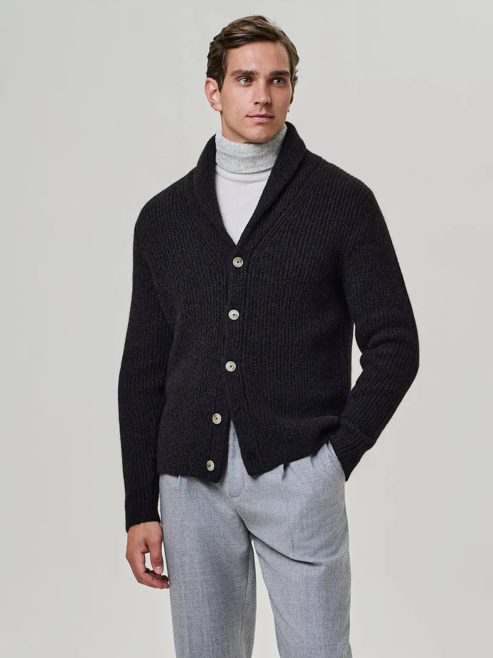 Paul Taylor Cardigan Sciallato Misto Yak Lana Moro