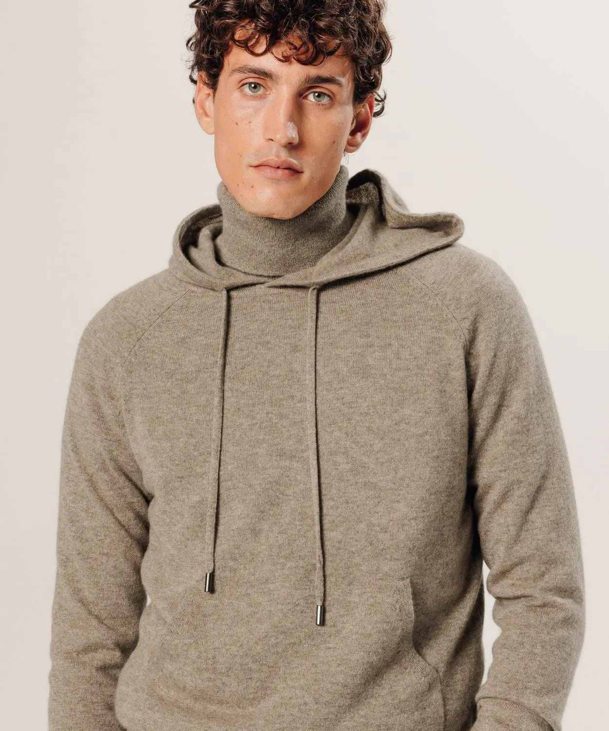 Rodier felpa cappuccio cashmere uomo beige