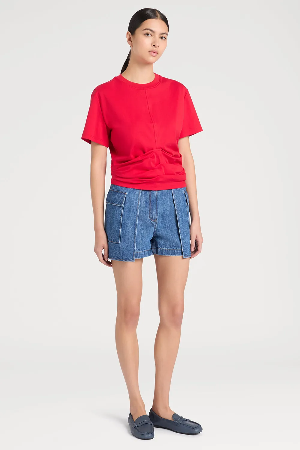Ports 1961 PW126KKC53 crop top rosso arricciato