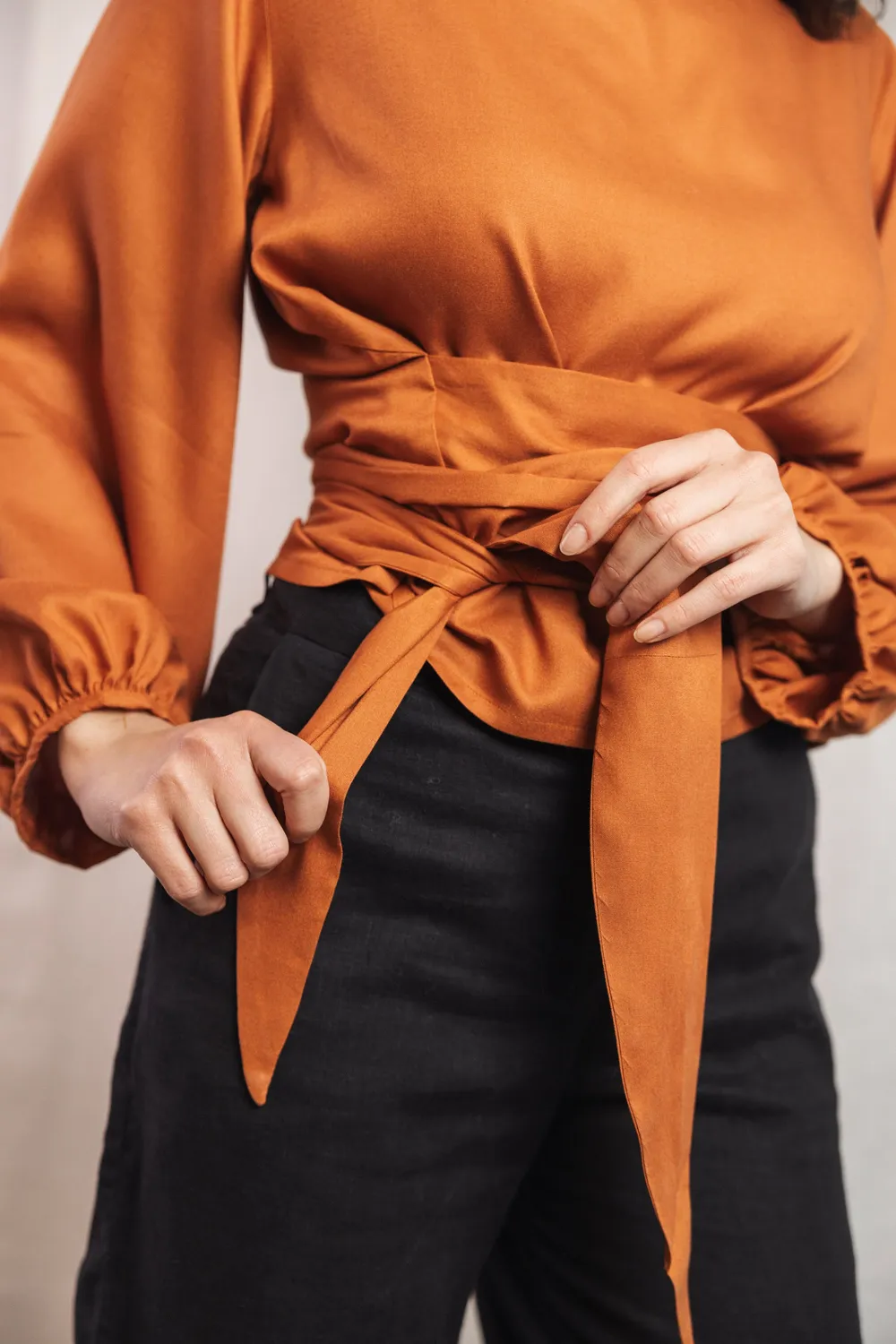 Jyoti Fair Works Prasoon blusa ruggine in viscosa
