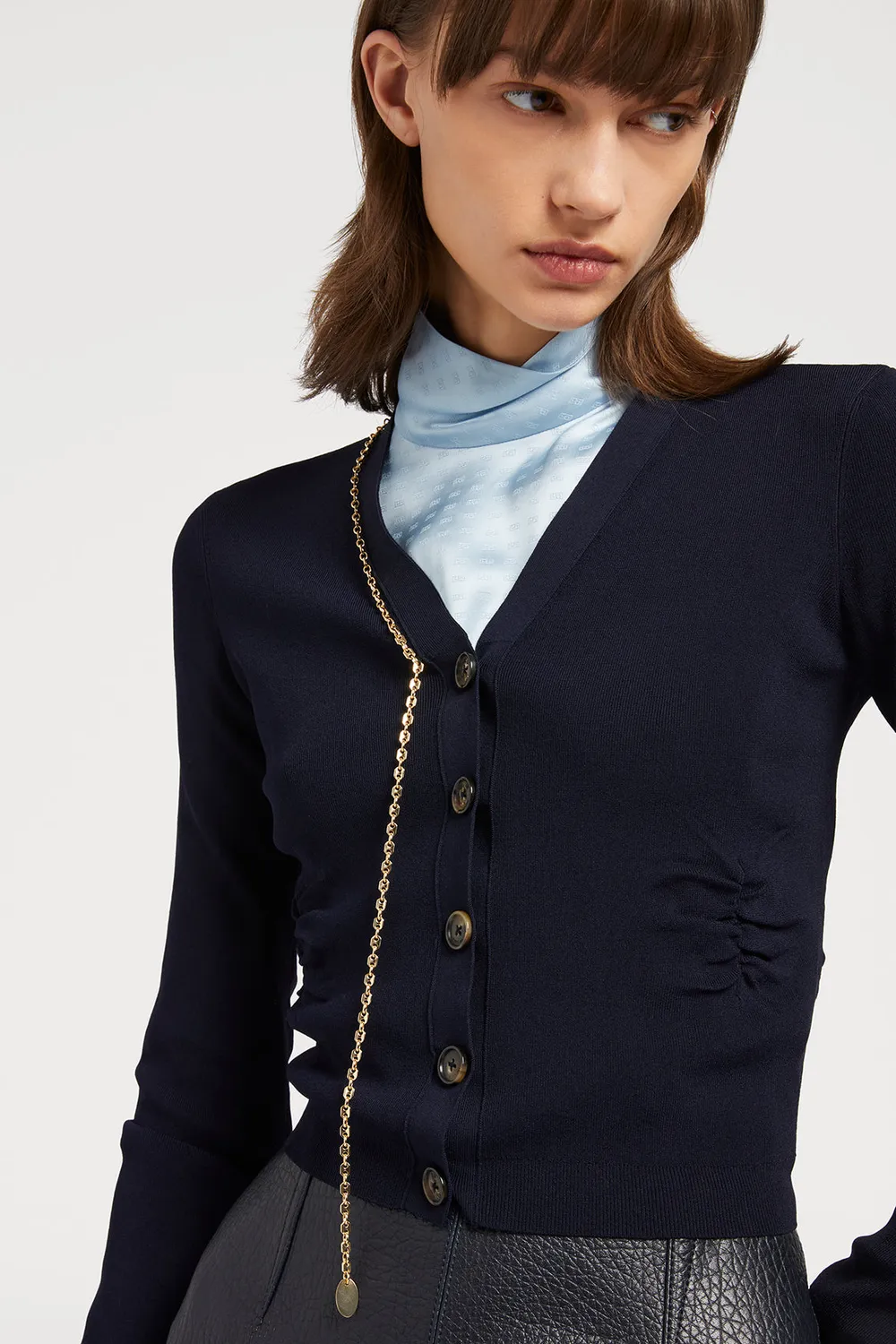Ports 1961 Gold Chain cardigan blu navy catena oro