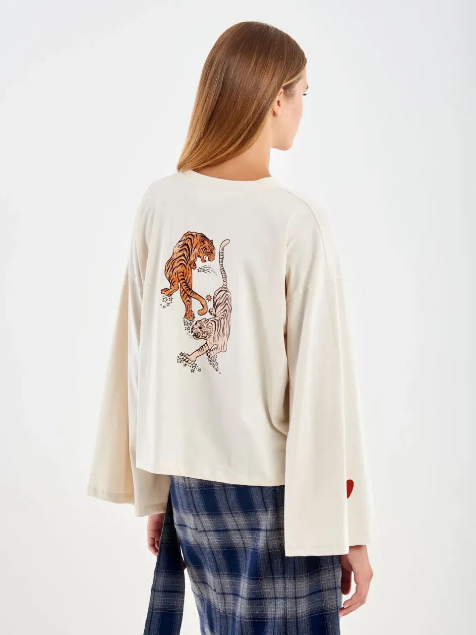 Vicolo Trust your Heart t-shirt beige taglia unica cotone