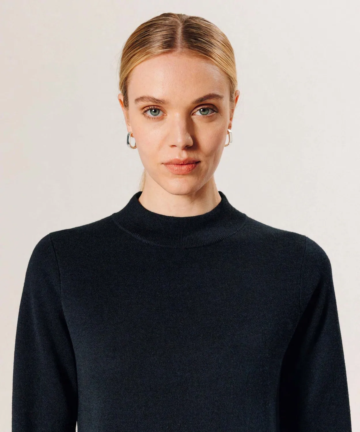 Rodier abito lungo Milano merino nero collo alto