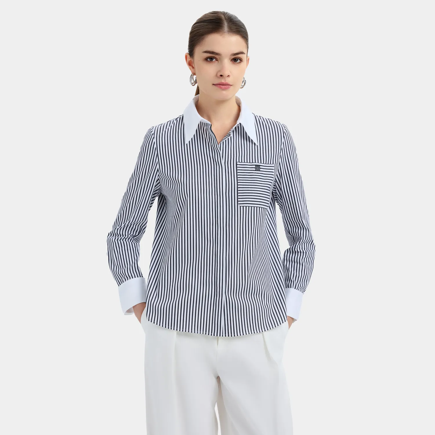 PORTS Striped Sophistication camicia righe elasticizzata