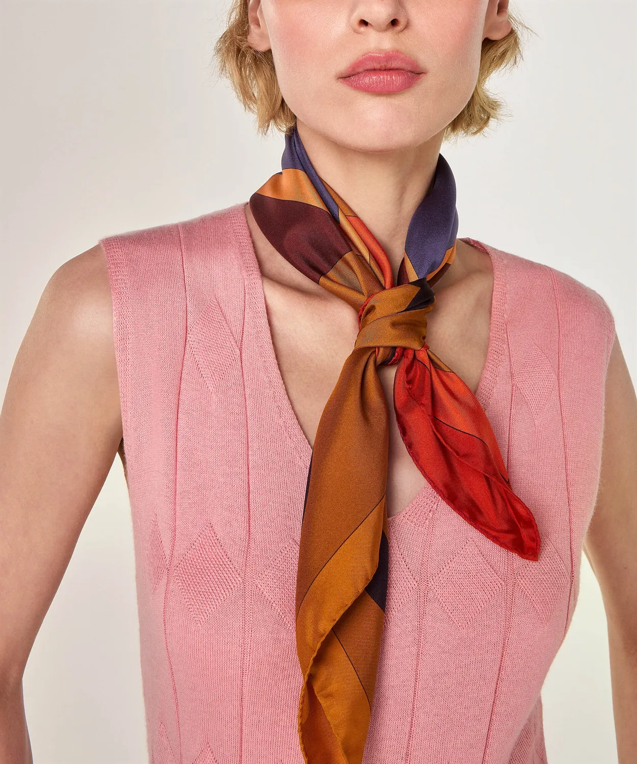 Rodier bandana quadrato seta marrone 53x53