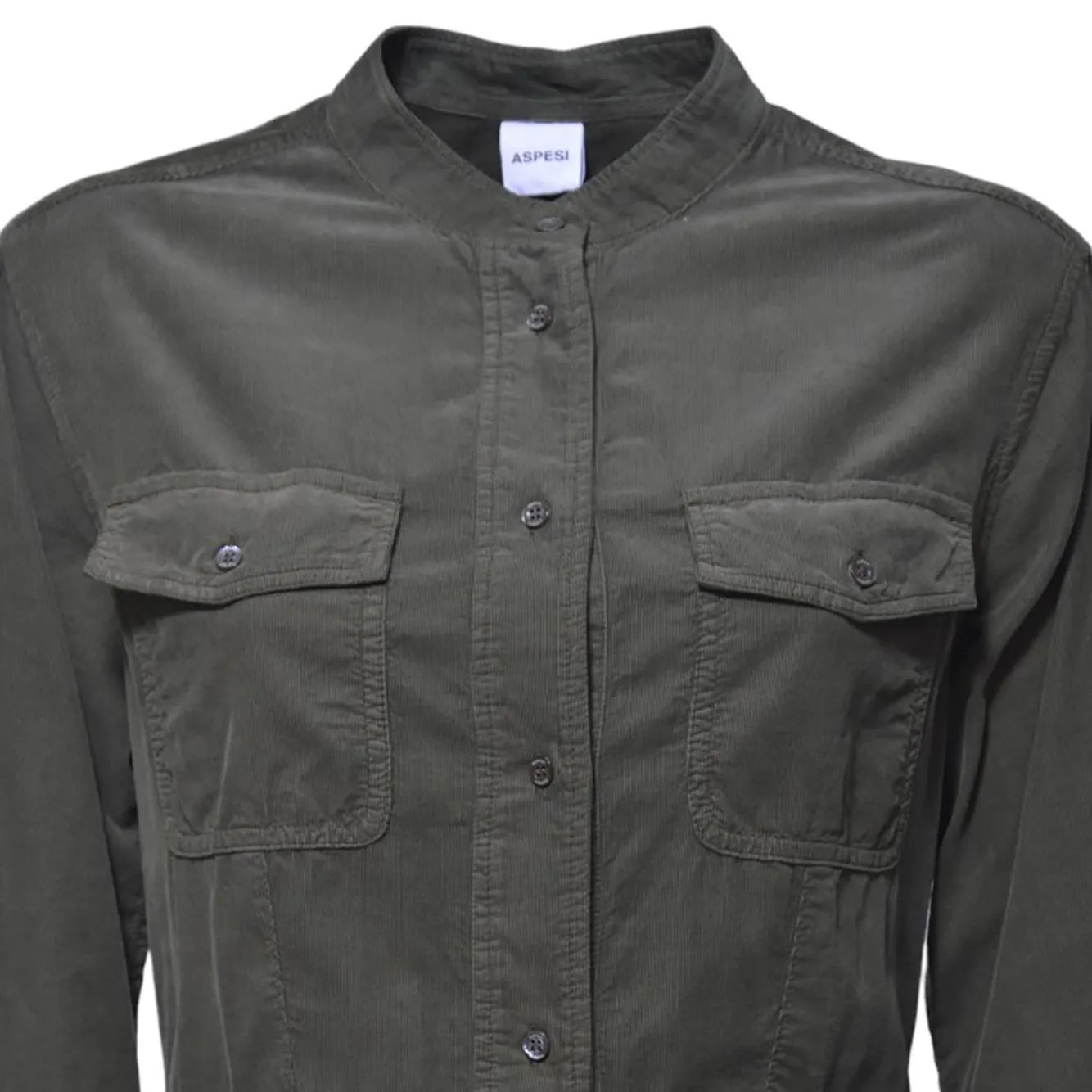 Aspesi 2926G536 abito midi velluto verde cotone