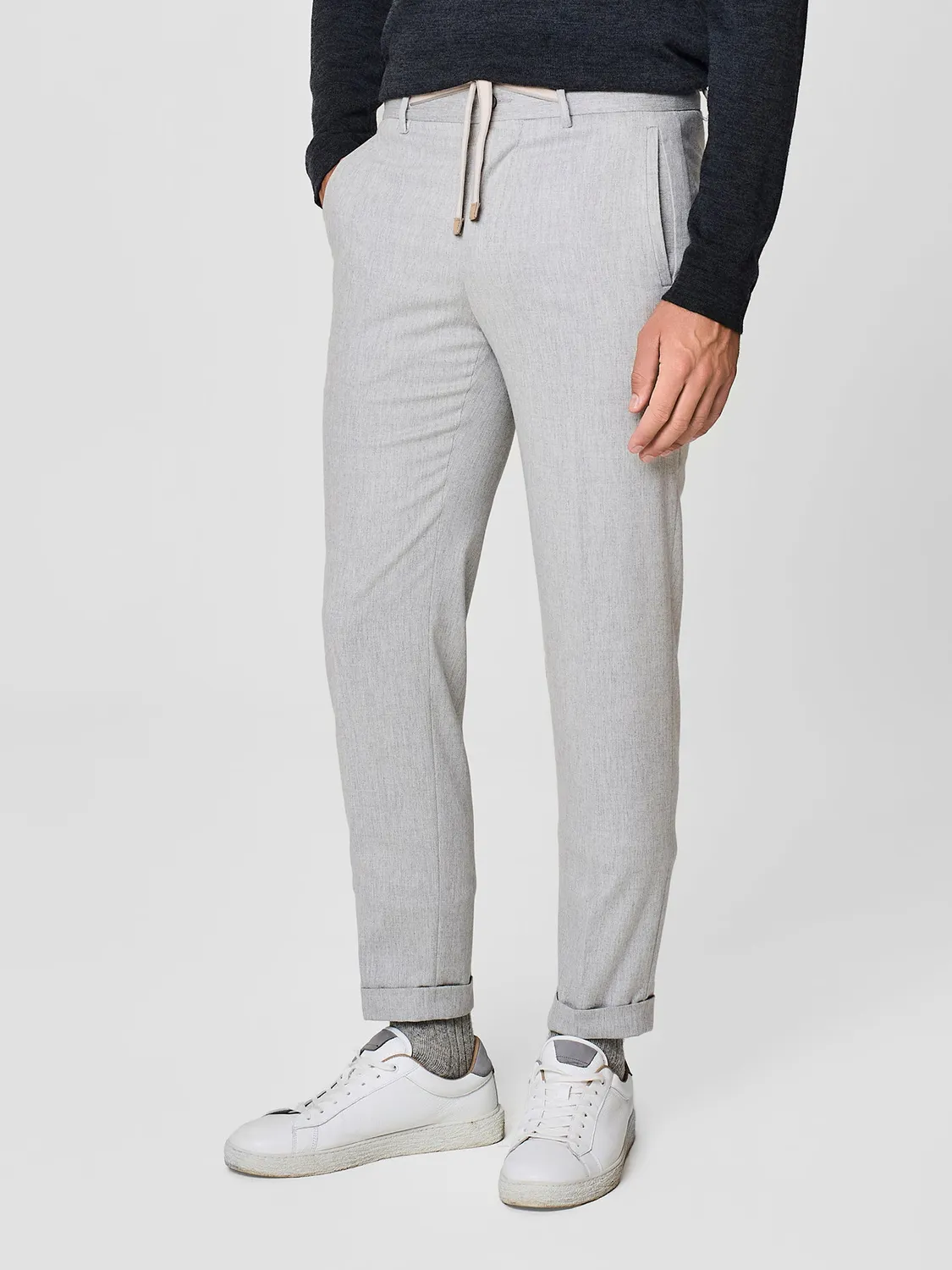 Paul Taylor Pantalone Cinque Tasche Flanella Grigio Chiaro