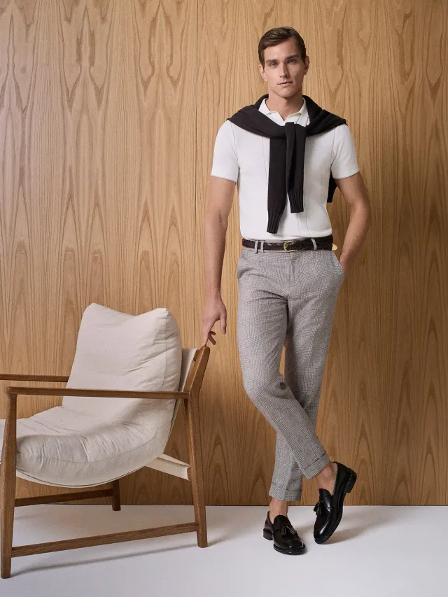Paul Taylor Galles pantalone sartoriale beige risvolto