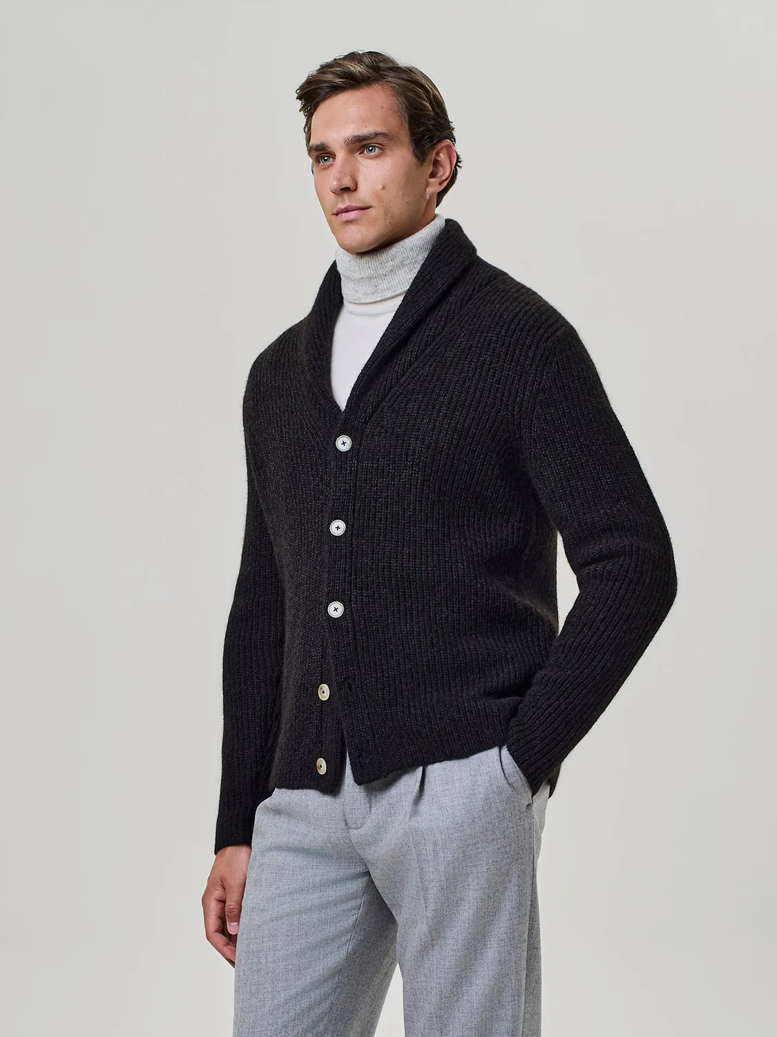 Paul Taylor Cardigan Sciallato Misto Yak Lana Moro