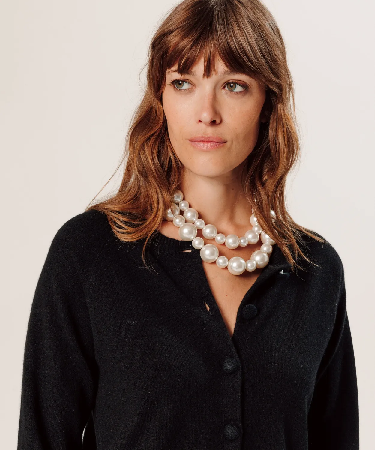 Rodier cardigan corto cashmere girocollo nero donna