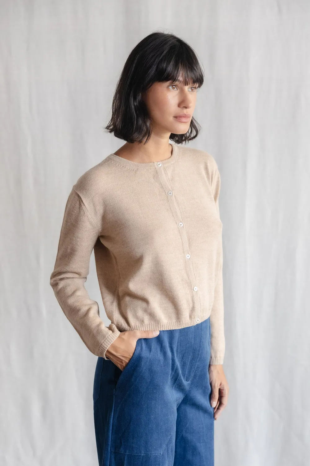Jyoti Fair Works Navan cardigan baby alpaca beige