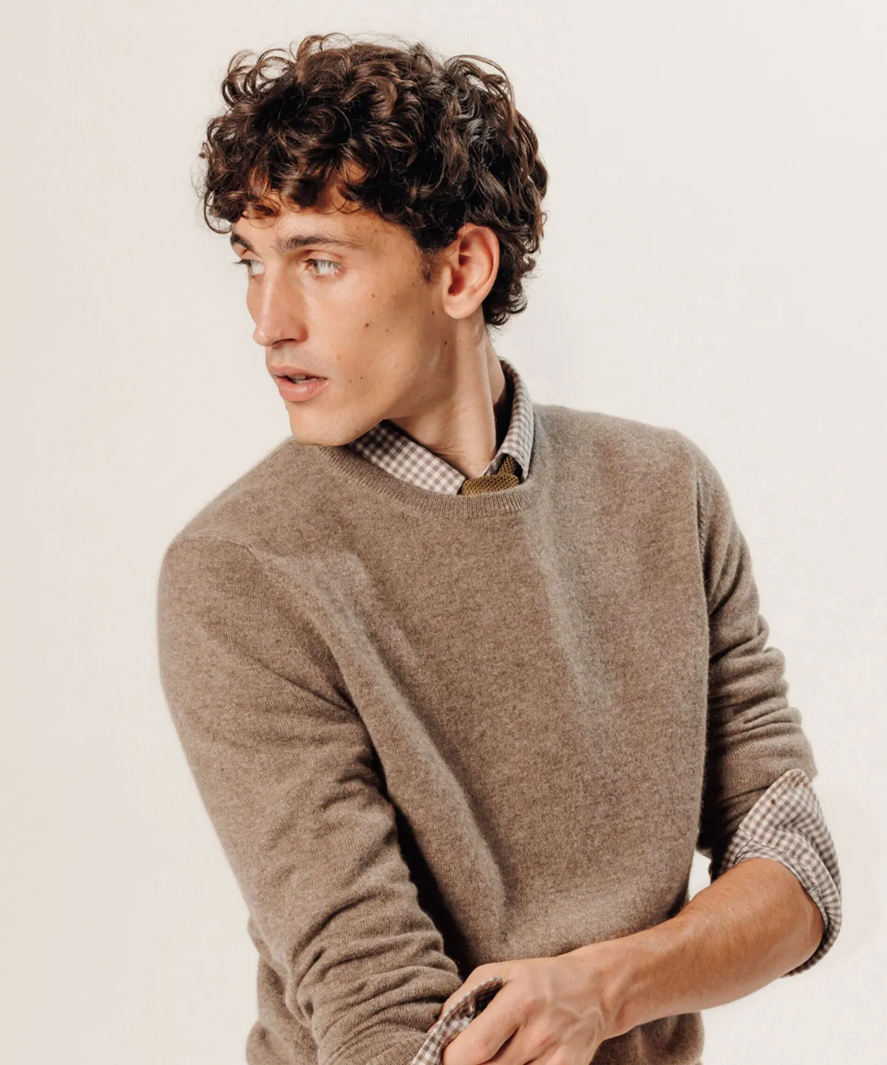 Rodier Maglione Girocollo Uomo Cashmere Tortora Melange