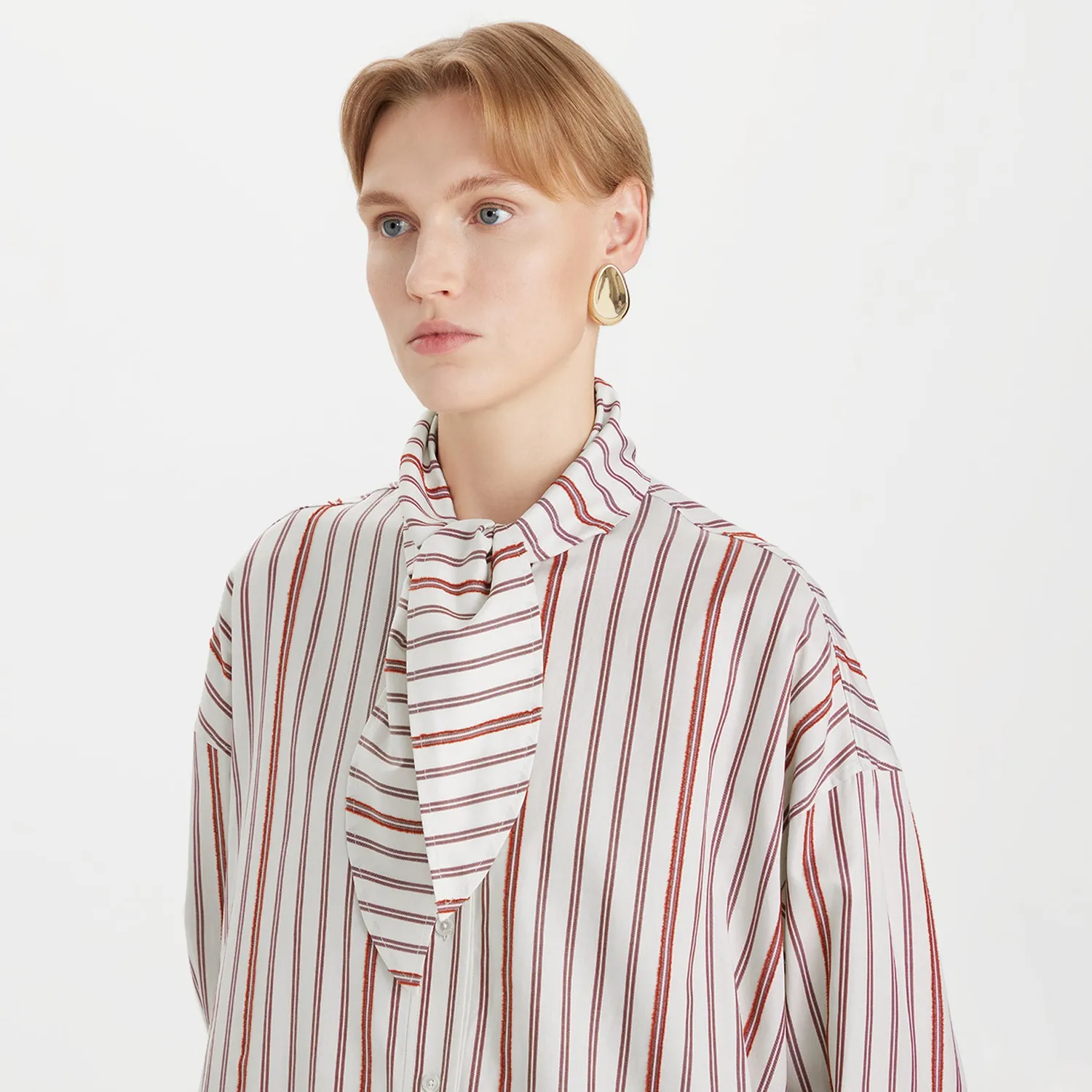 PORTS Striped Cotton camicia foulard righe cotone
