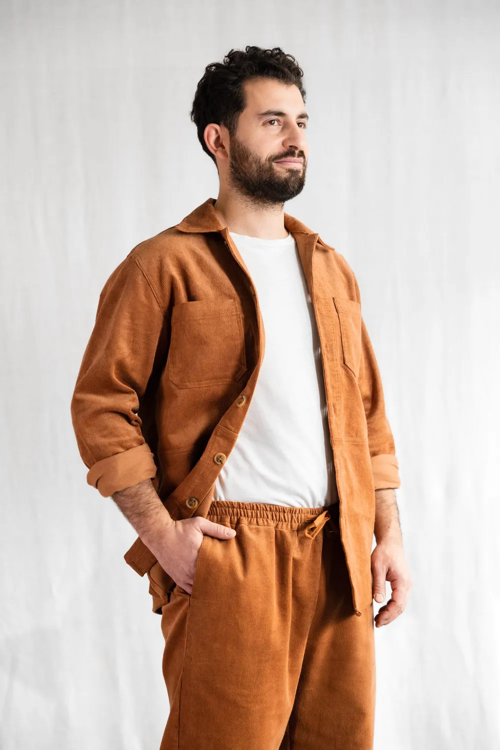 Jyoti Fair Works Kalagi giacca camicia velluto cannella