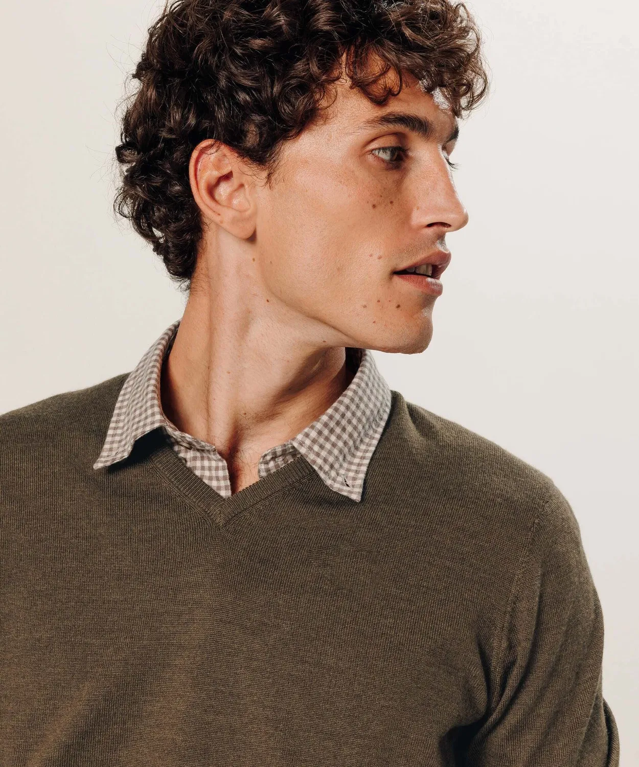 Rodier maglione lana merino scollo V bark brown