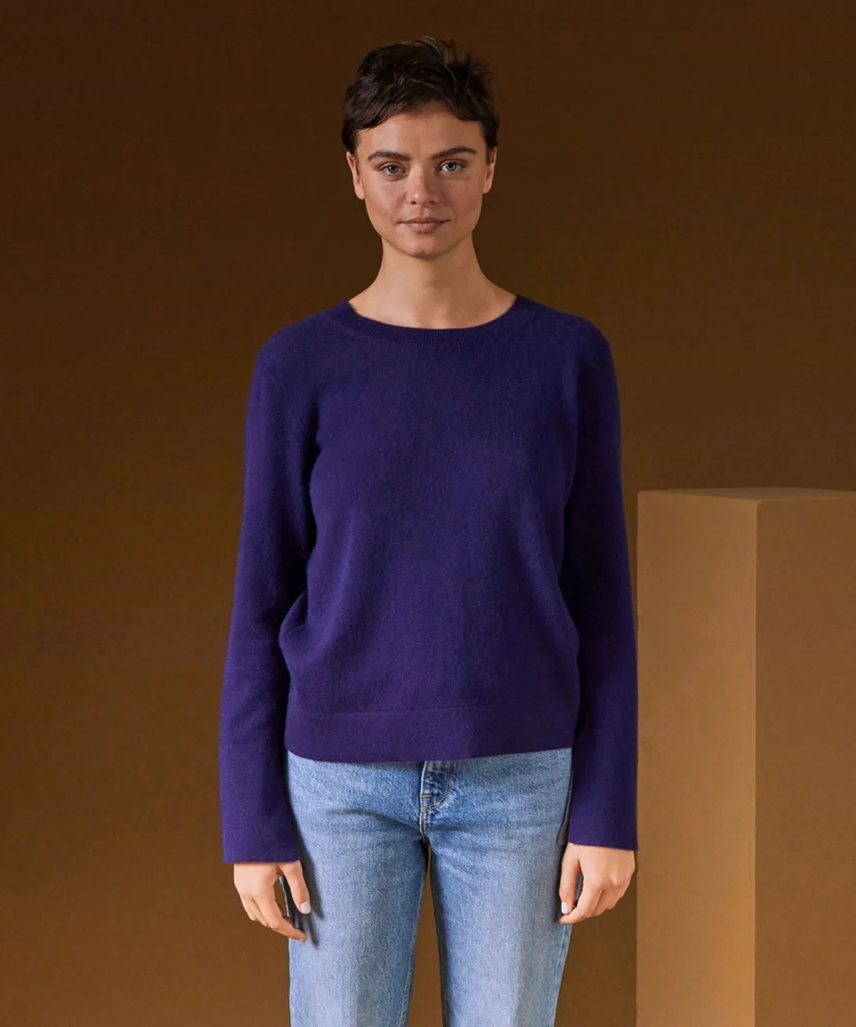 Rodier maglia girocollo cashmere viola scuro 2 fili