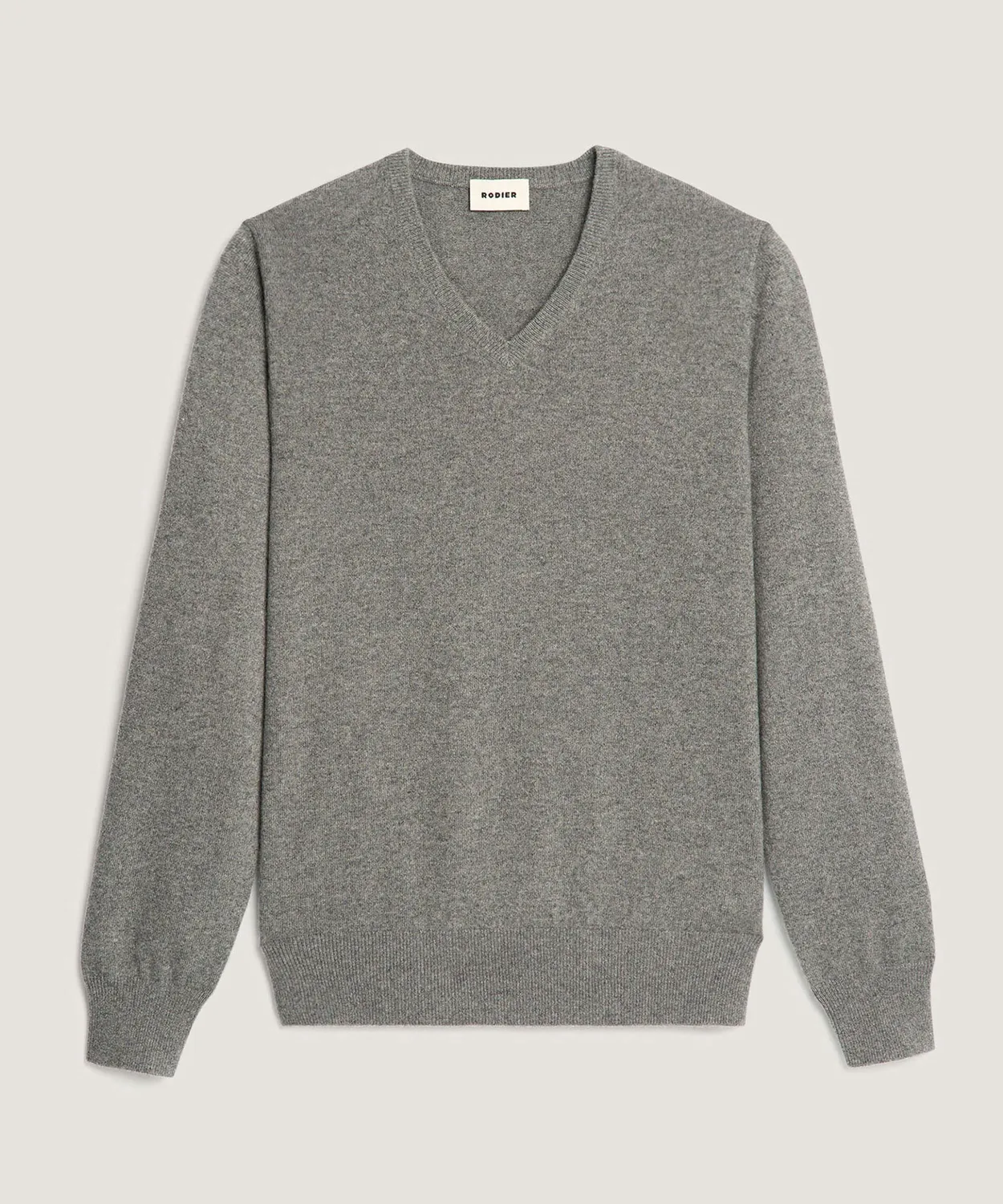 Rodier Maglione Scollo a V Cashmere Grigio Medio Uomo