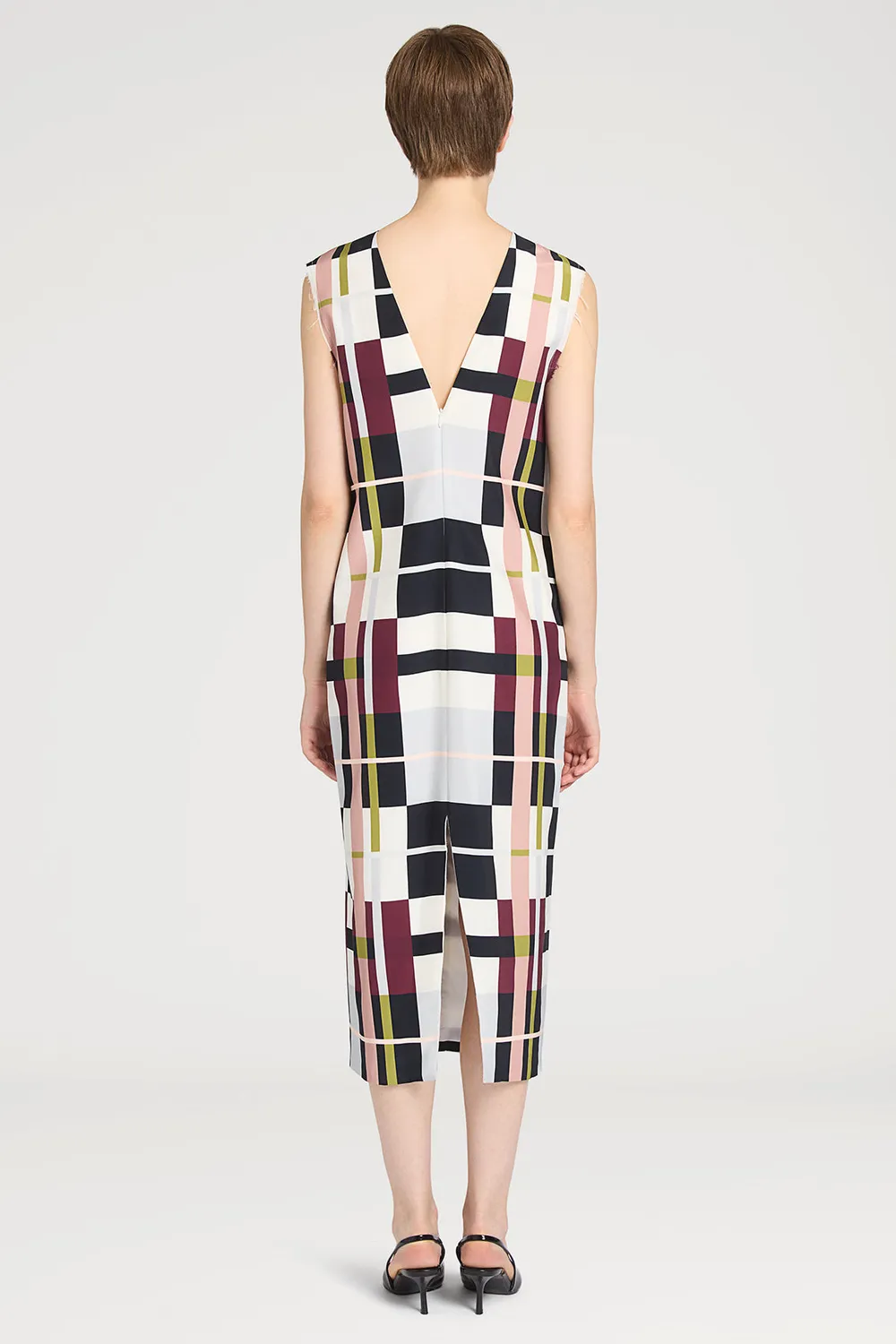PORTS Sleeveless Checked abito quadri senza maniche