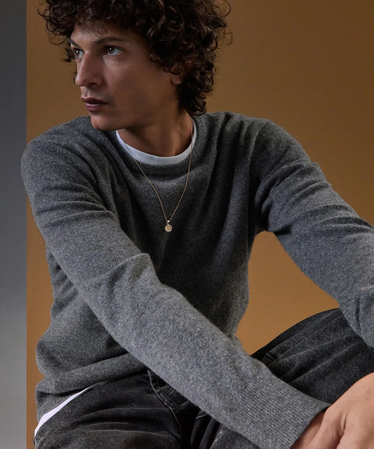 Rodier Maglione uomo girocollo cashmere grigio medio
