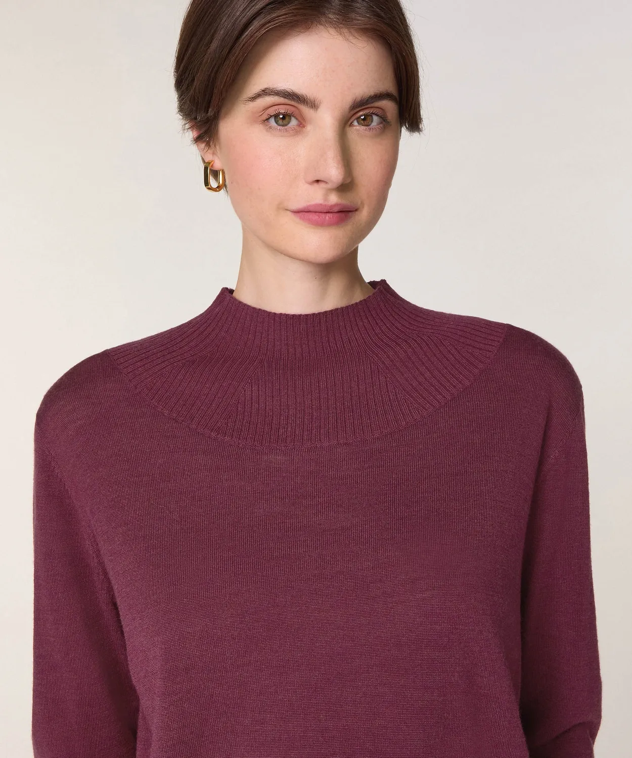 Rodier Maglia Collo Alto in Lana Prugna