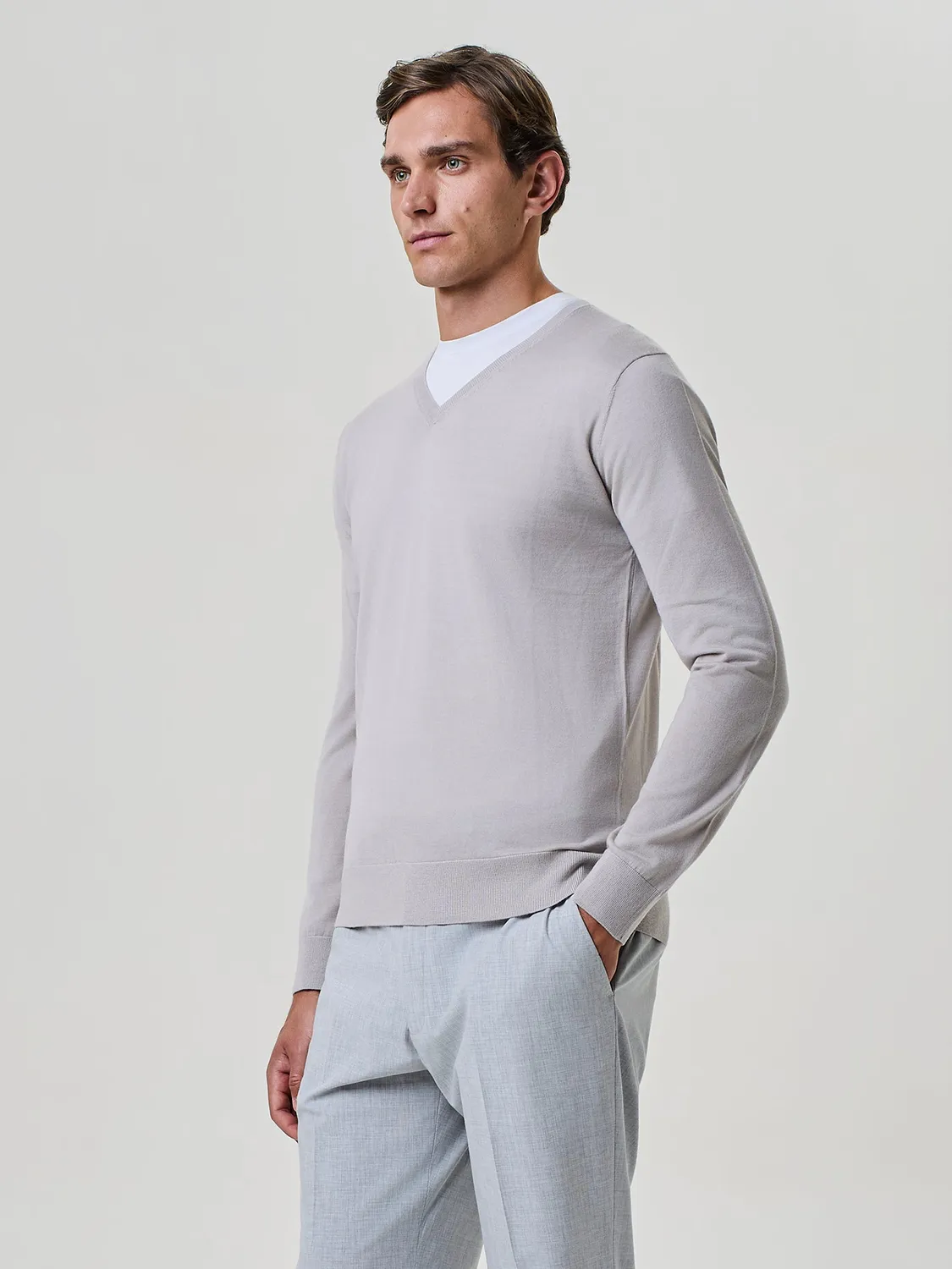 Paul Taylor Maglia Scollo V Misto Seta Burro