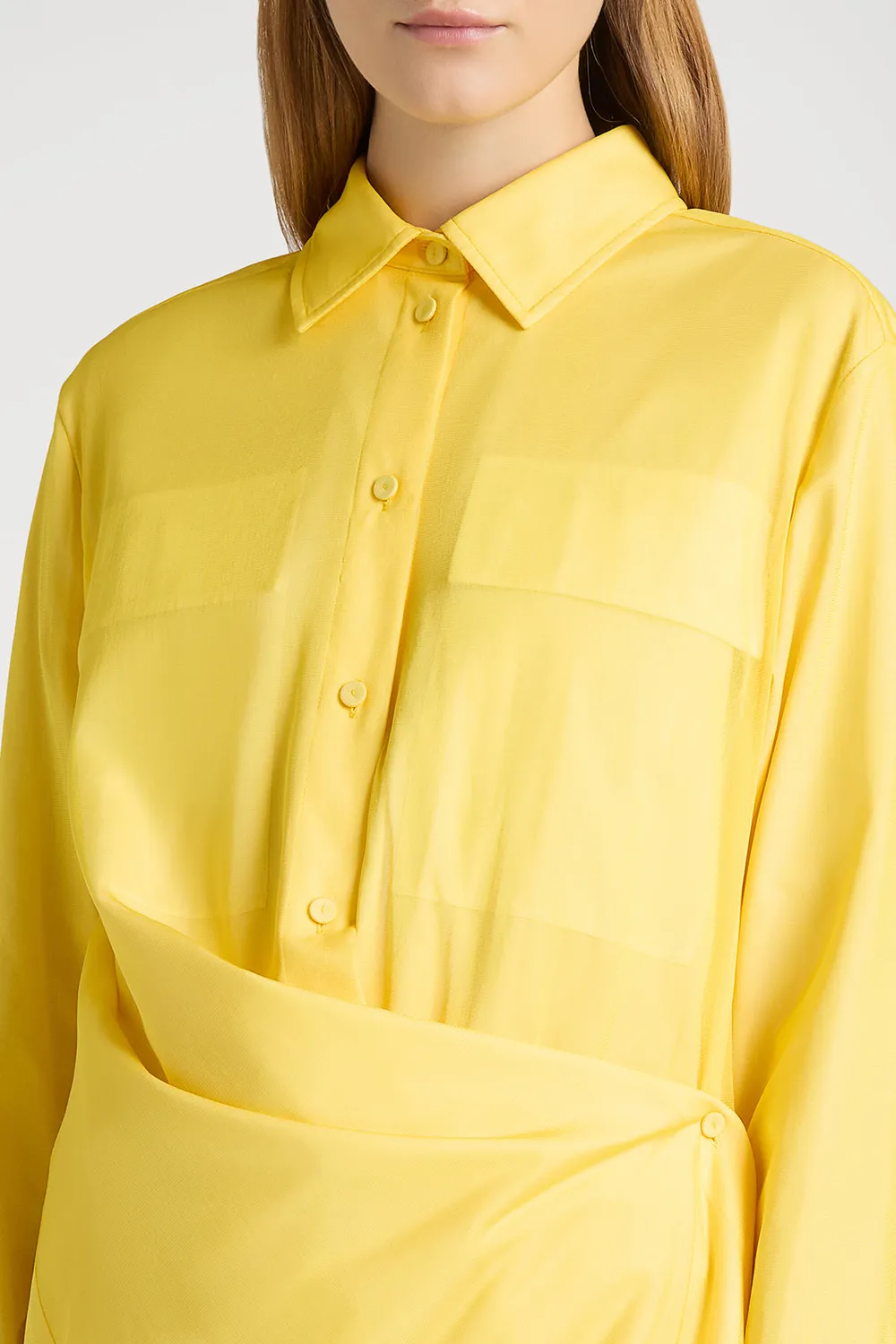 PORTS Elegance Shirt Dress vestito giallo fluido