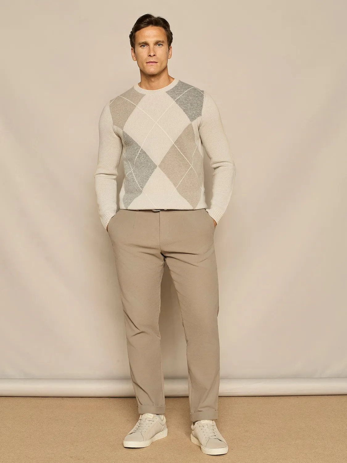 Paul Taylor Rombi maglione girocollo cashmere burro