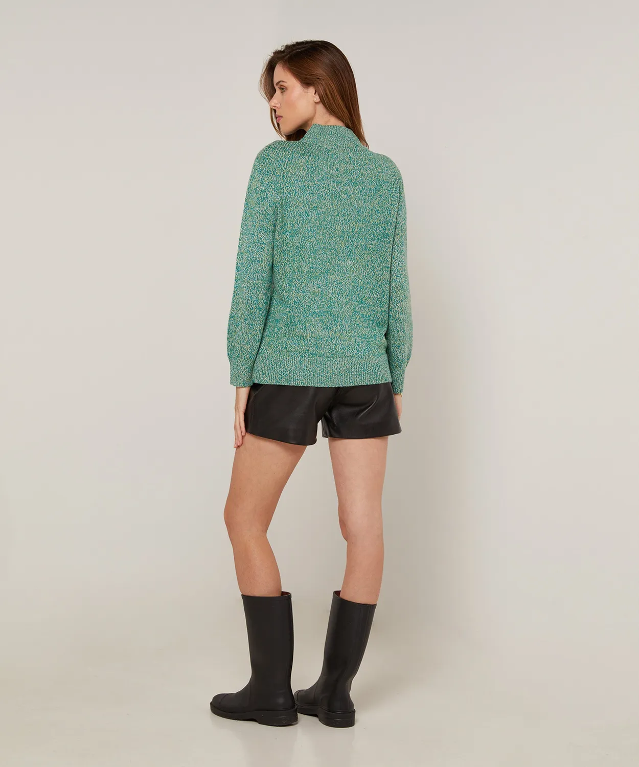 Rodier Maglione collo a imbuto verde mélange