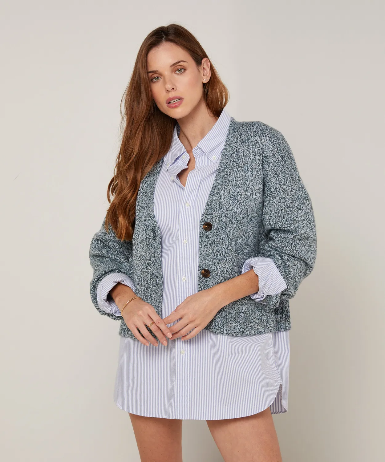 Rodier Cardigan Corto Melange Blu