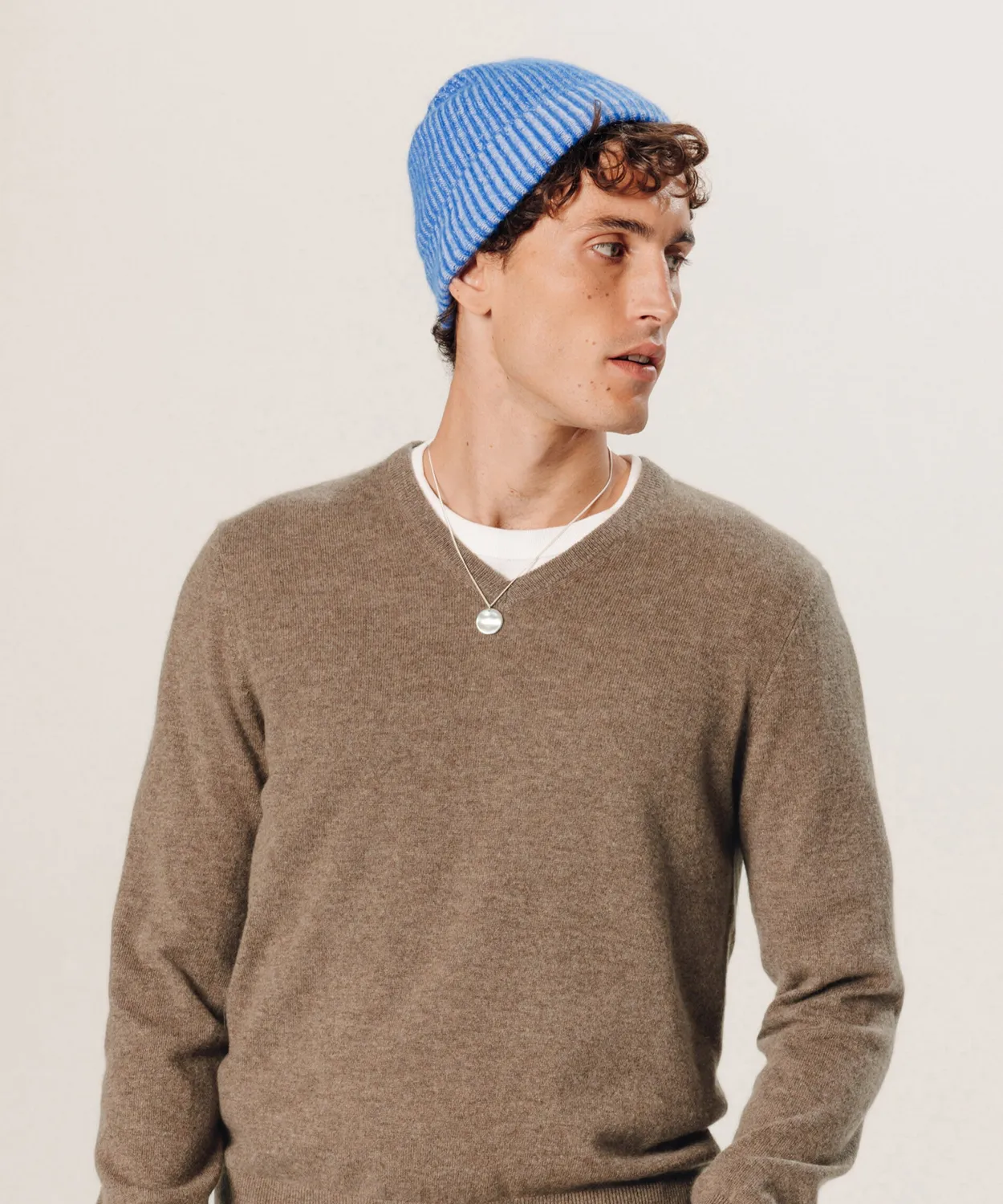 Rodier pullover scollo V cashmere tortora chine uomo