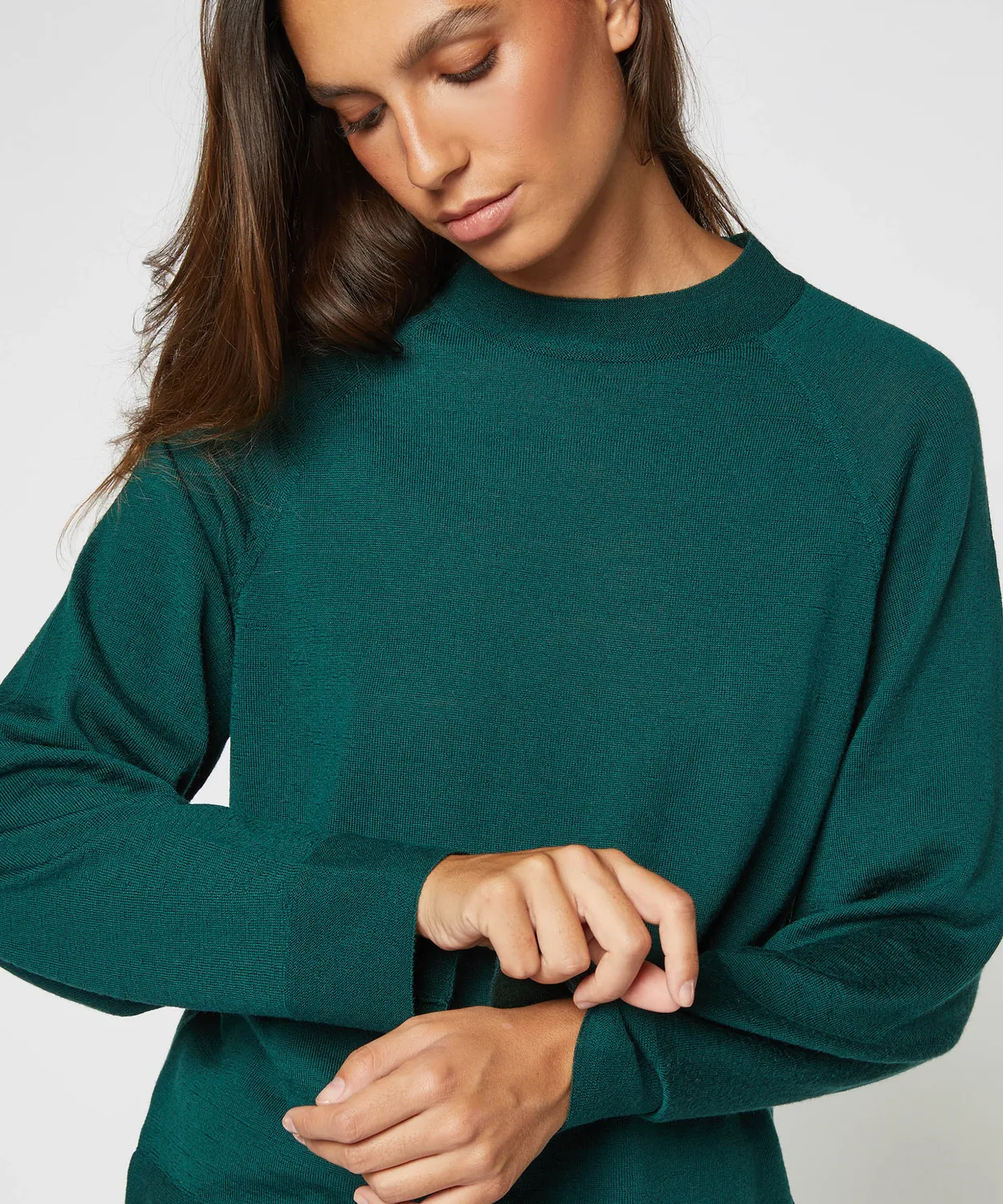 Rodier maglione girocollo lana merino verde maglia fine